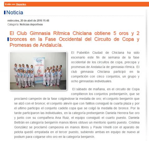 El Club Gimnasia Rítmica Chiclana obtiene 5 oros y 2 bronces en la Fase Occidental del Circuito de Copa y Promesas de Andalucía.